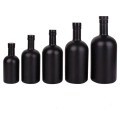 Matte black frosted boston glass wine bottles vodka whisky rum glass bottles with cork